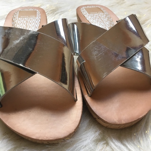Dolce Vita Metallic Slide Sandals - Picture 3 of 8
